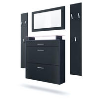 GARDEROBE Malea Fronten in Schwarz matt - Schwarz, Holzwerkstoff (180/180/23cm) - Vladon