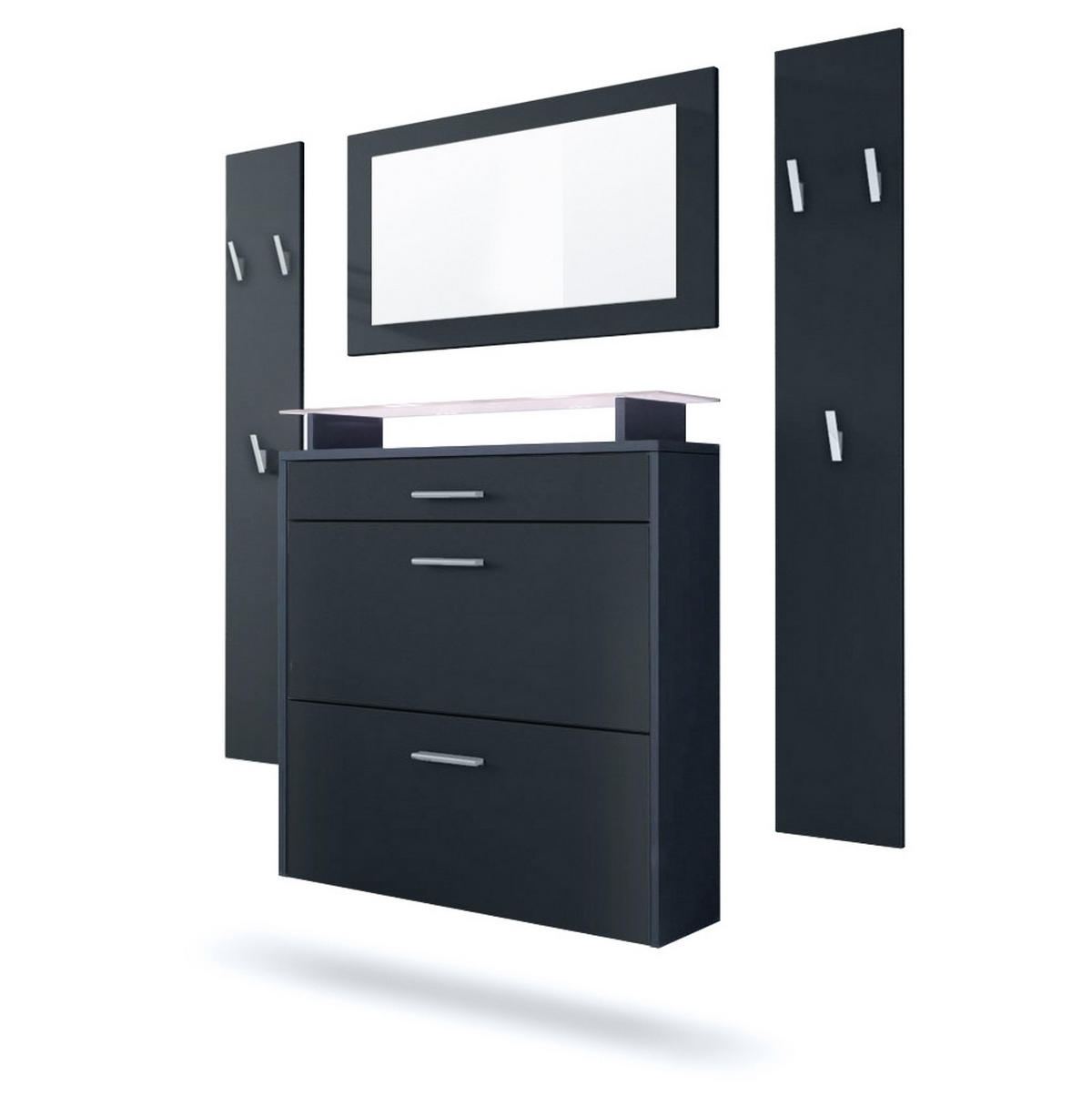 GARDEROBE Malea Fronten in Schwarz matt - Schwarz, Holzwerkstoff (180/180/23cm) - Vladon
