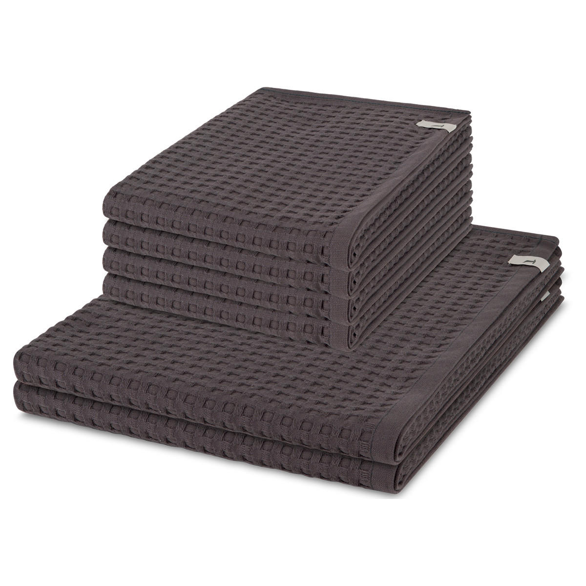 FROTTIERSET Piquee 6-teilig - Dunkelgrau, Textil (50/100cm) - MÖVE