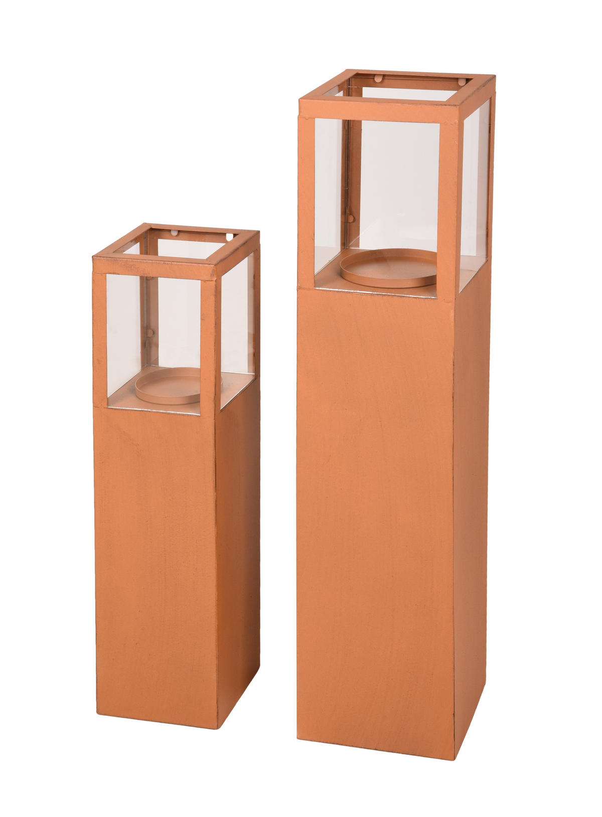 KERZENSTÄNDER Sofia 2er Set Metall Rostfarben 74x18x18cm - Rostfarben, Metall (18/74/18cm) - DELUKE