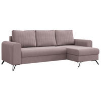 ECKSOFA Axel Samt Rosa - Schwarz/Rosa, Textil/Metall (242/140cm) - MKS
