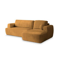 ECKSOFA SENTI P R-S Gelb Kordstoff mit Schlaffunktion - Gelb, Holz (246/148cm) - MASSENO