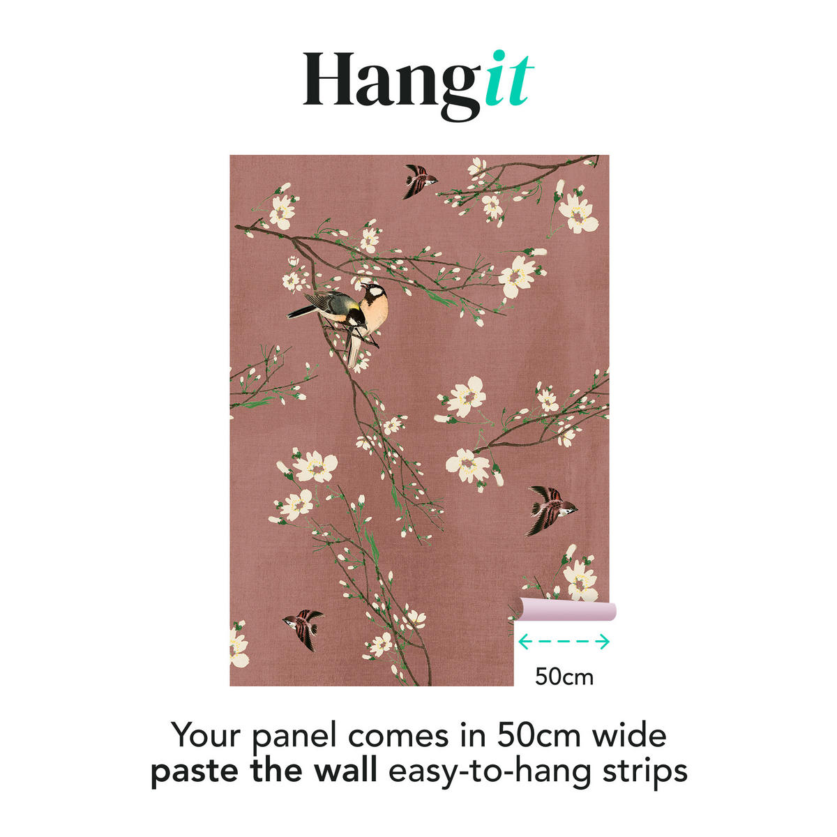 FOTOTAPETE Birds & Blossom - Pink, Papier/Kunststoff (280/0.1cm) - Art for the Home