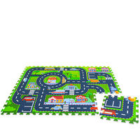 SPIELMATTE STRASSE- 120/90 cm Puzzlematte Grün - Multicolor, Kunststoff (30/30cm) - Littletom