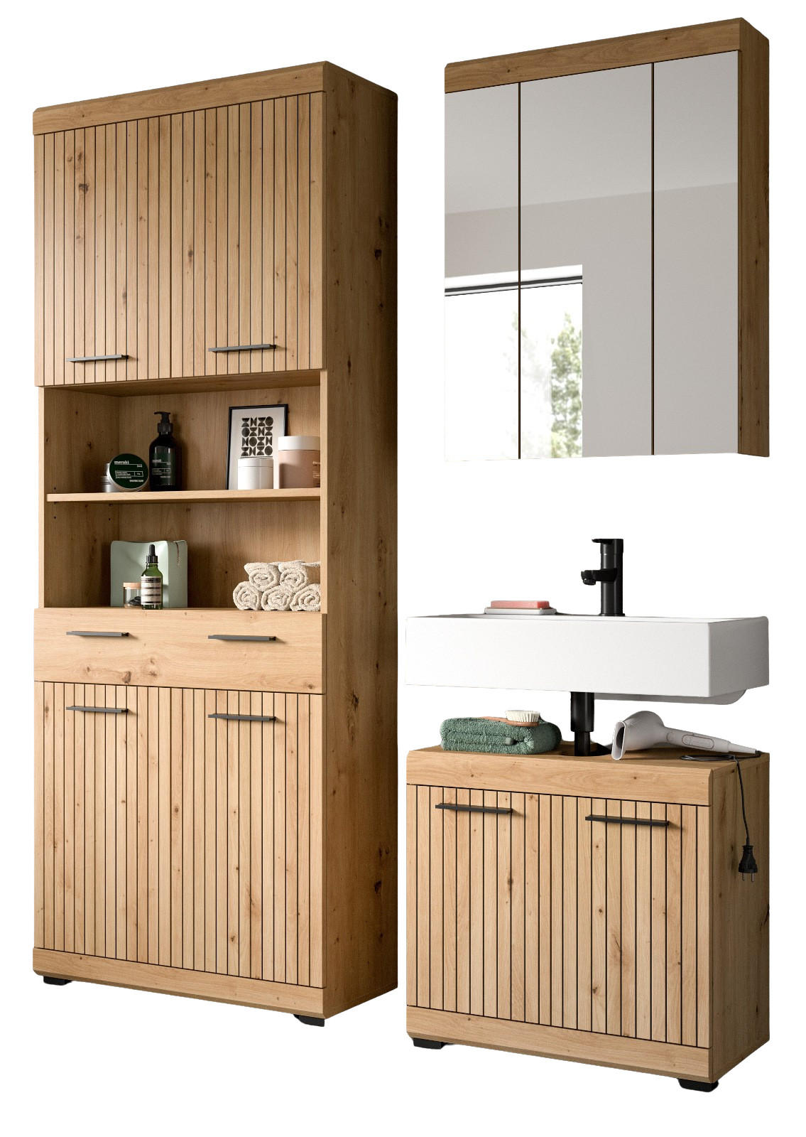 Inn.Furn Badmöbel-Set Eiche Artisan 149x191x34 cm