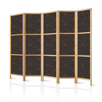 PARAVENT Japanischer 5-tlg 225x172 cm Sonnen Und Sterne - Braun, Holz/Textil (225/172/3cm) - Muralo