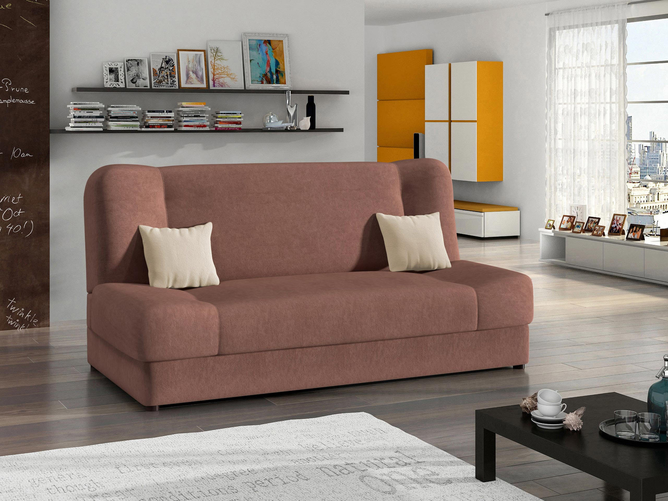 SCHLAFSOFA Jonas - Rosa, Holz/Textil (195/86/87cm)