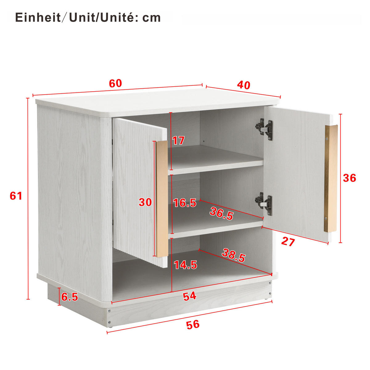 SCHUHSCHRANK 60/40/61 cm in Weiß mit 2 Türen und offenem Fach - Weiß, Holzwerkstoff (60/61/40cm) - Flora Grace