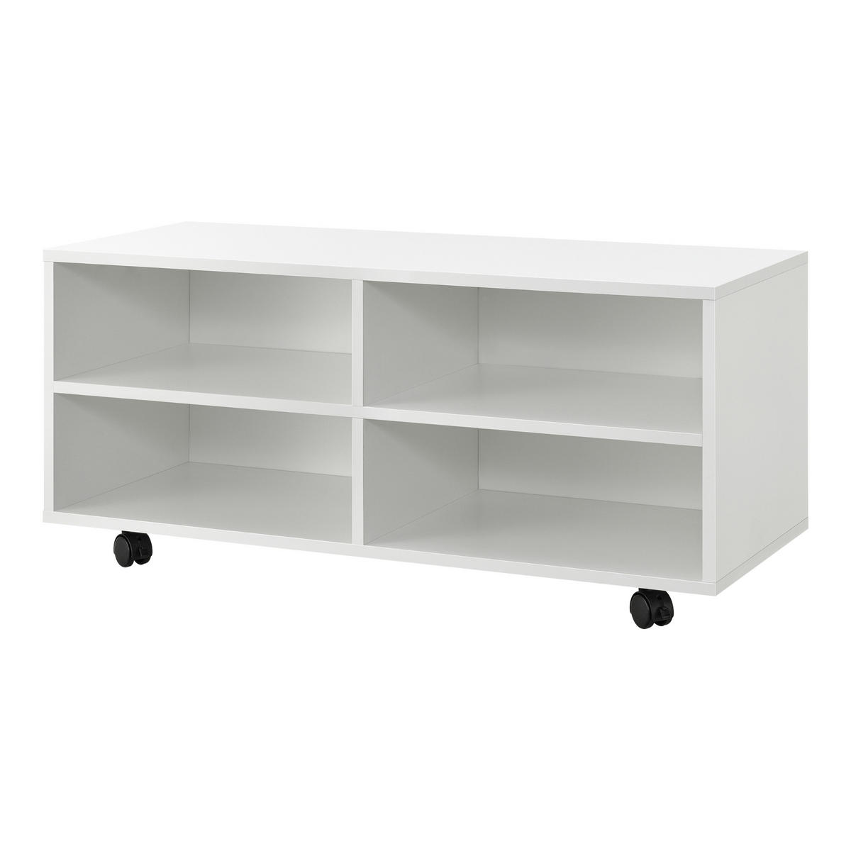 LOWBOARD Gränne - Weiß Hochglanz, Holzwerkstoff/Kunststoff (90/41/35cm) - [en.casa]