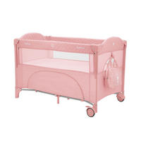 REISEBETT Milky Way rosa pink 2 Ebenen, seitliche Öffnung, 2 Räder, Netzfenster - Rosa, Kunststoff (60/120cm) - Kikka boo