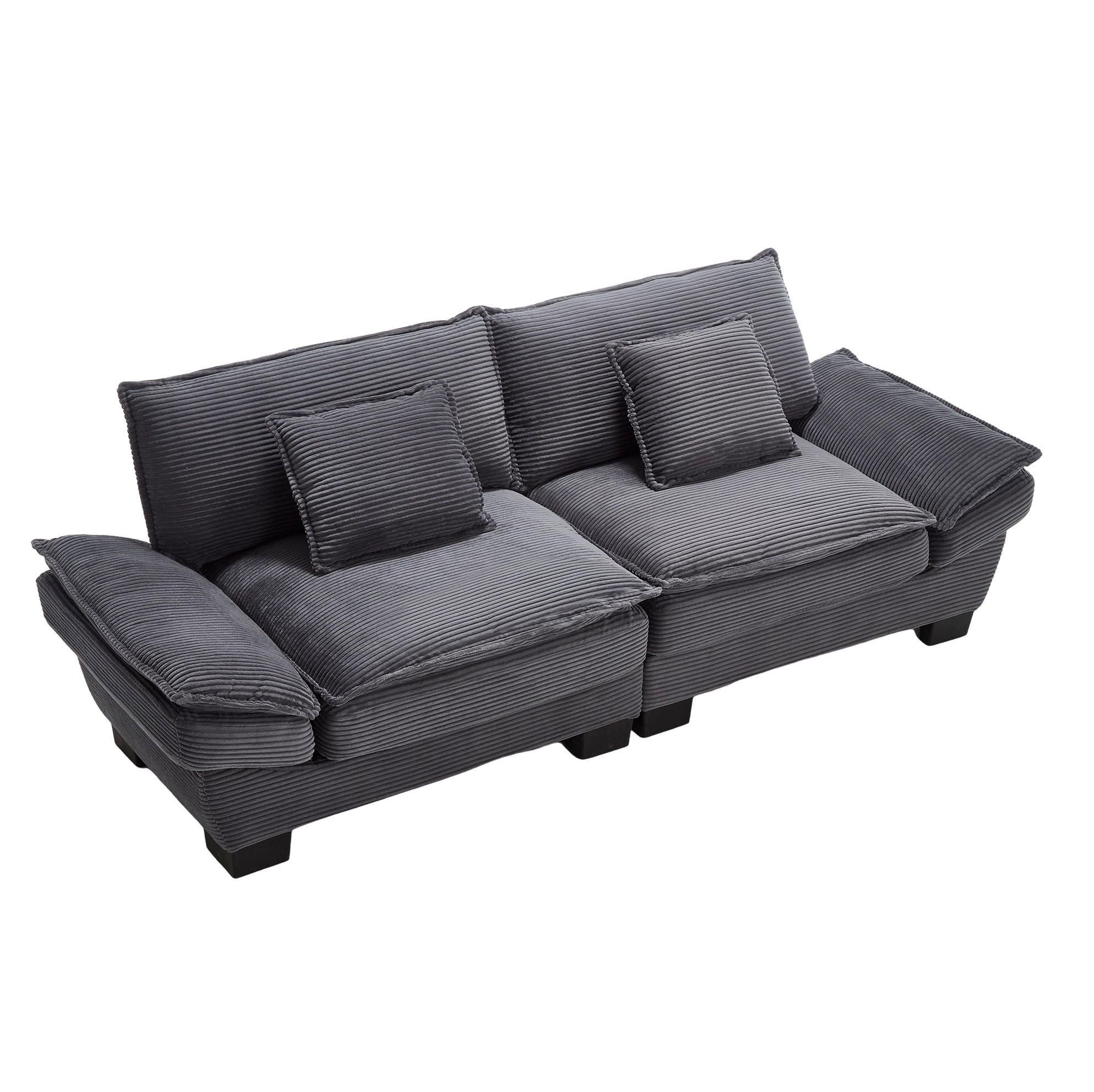 SOFA 2-Sitzer mit tiefem Sitz 224 x 81 x 81 cm Velvet Dark Gray - Dunkelgrau, Kunststoff (224/81/81cm) - Meubliv