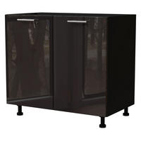 KÜCHENUNTERSCHRANK Essen D11/90 Schwarz Hochglanz / Schwarz Matt 90 / 50 / 82cm - Schwarz Hochglanz/Schwarz, Holz/Holzwerkstoff (90/82/50cm) - Feldmann-Wohnen