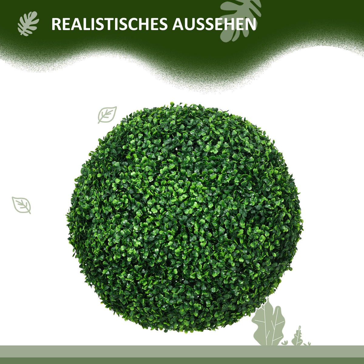 2ER Set künstliche Buchsbaumkugel 50 cm Kunstpflanze für Wohnzimmer Geschenk - Grün, Kunststoff (50cm) - HOMCOM