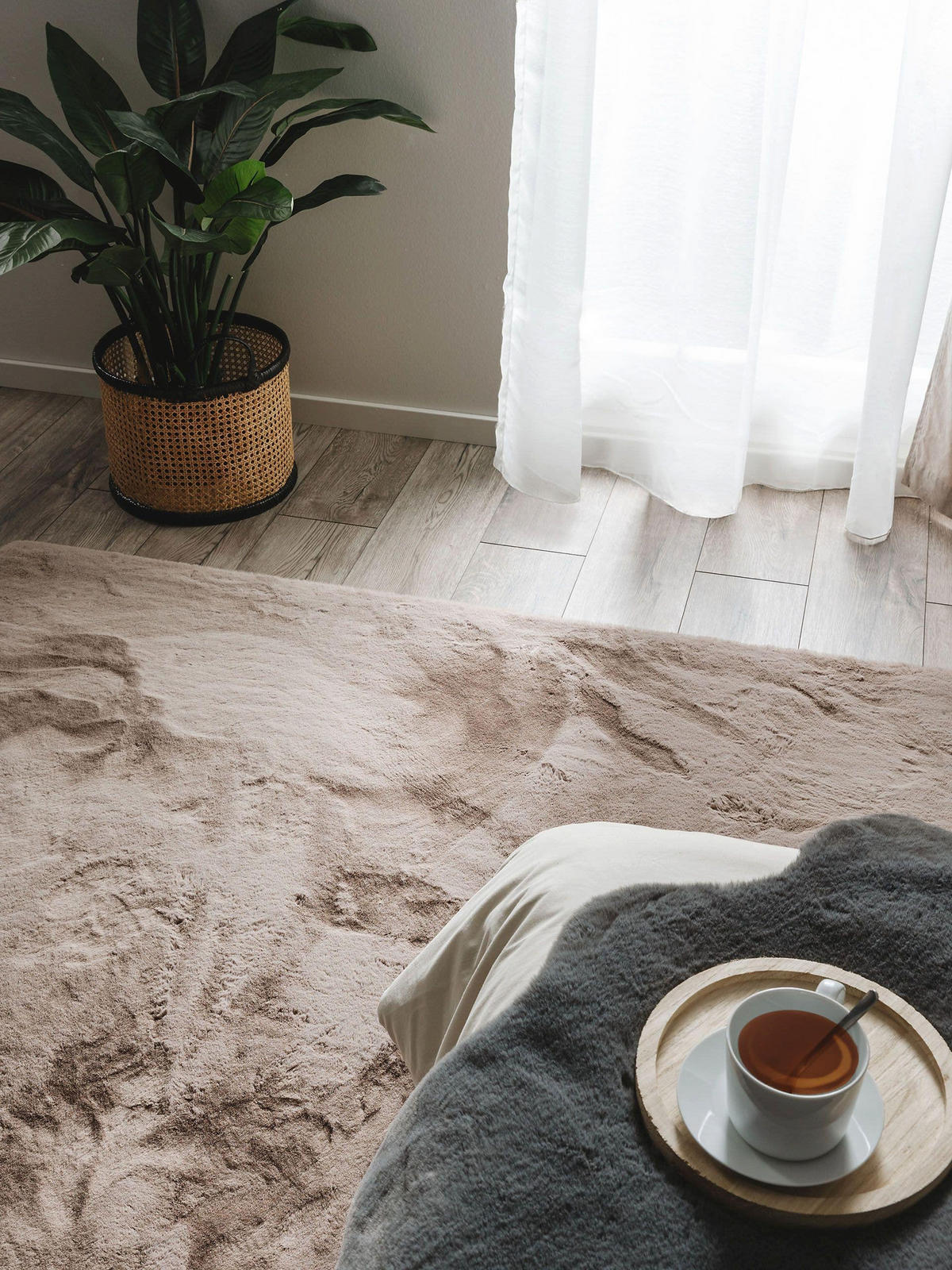 KUNSTFELL-TEPPICH Dave Taupe 160x230 cm - Taupe, Textil (160/230cm) - benuta Nest