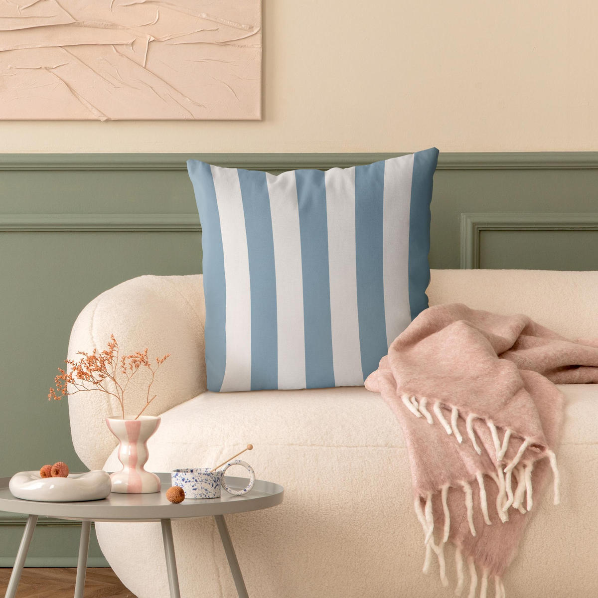 KISSENBEZUG Längsstreifen in Pastell Blau 40/40 cm - Pastellblau, Textil (40/40cm) - Bilderwelten