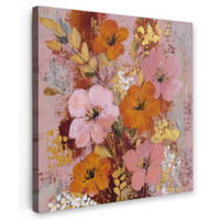LEINWANDBILD Malerei - Blumen - Rustikal - Rosa Deko Groß 90x90 cm - Altrosa, Textil (90/90cm) - MuchoWow