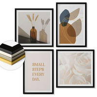 WANDBILDER 4er-Set - 50x50 cm & 40x60 cm Schwarzer Rahmen - Abstrakte Formen Akzente - Schwarz, Kunststoff (50/50cm) - ArtPrintCave