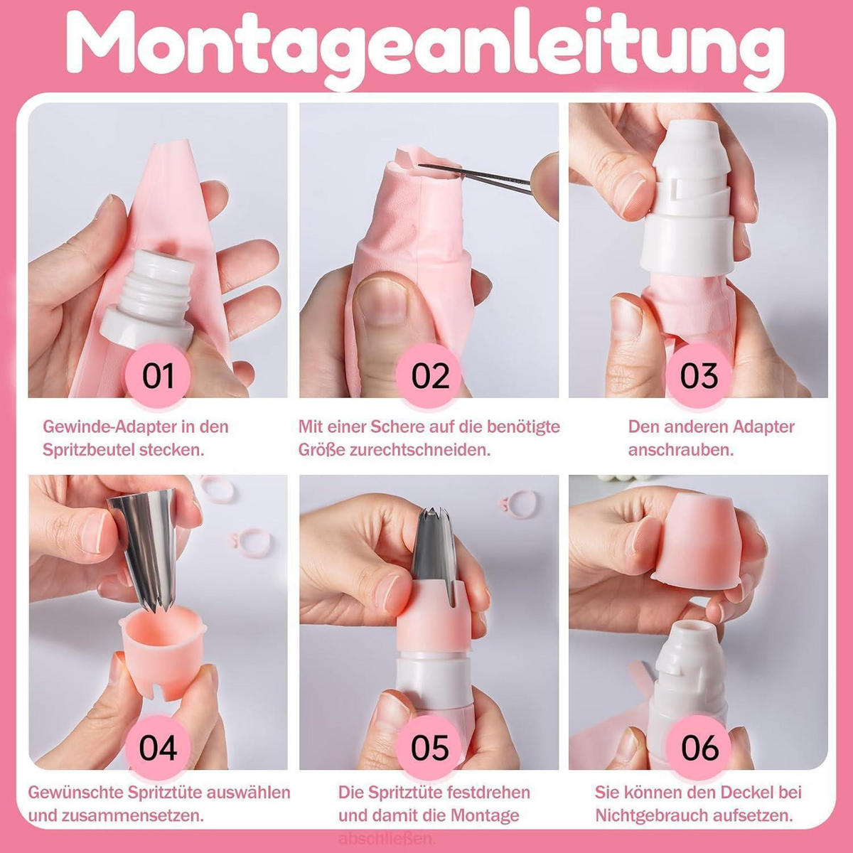 SPRITZBEUTEL Set 30-teilig mit Edelstahl-Tüllen - Pink, Kunststoff (17/2/39.5cm)
