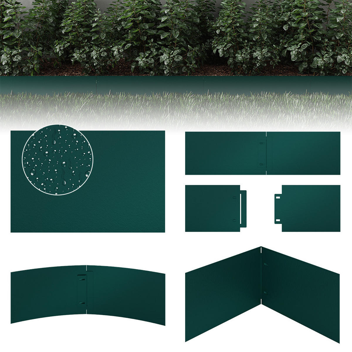 RASENKANTE Grün 100 x 14 cm 5 Meter - Grün, Metall (100/14/0.7cm) - Vicco