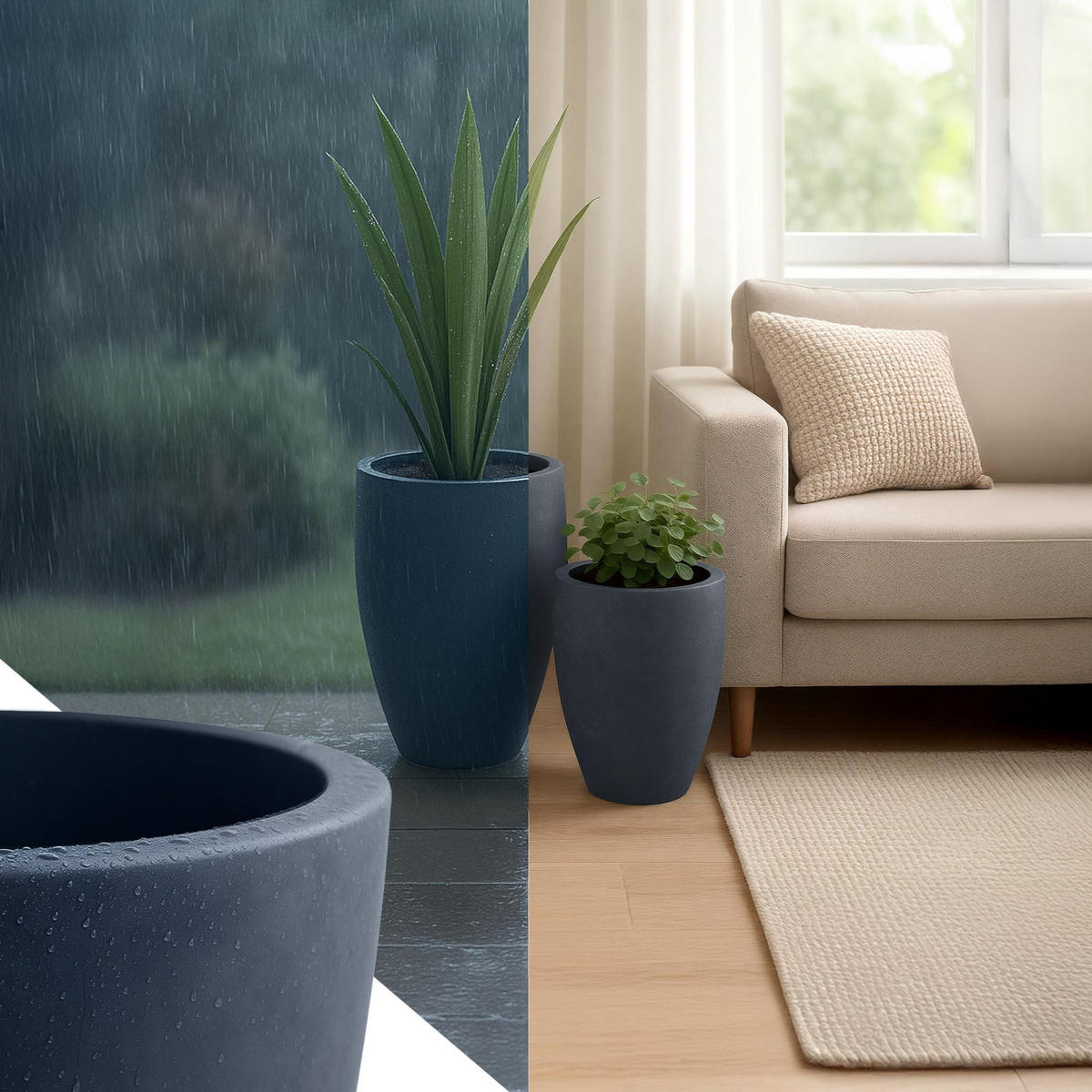 PFLANZKÜBEL 2er Set Anthrazit - Anthrazit, Kunststoff (46/61cm) - CLP