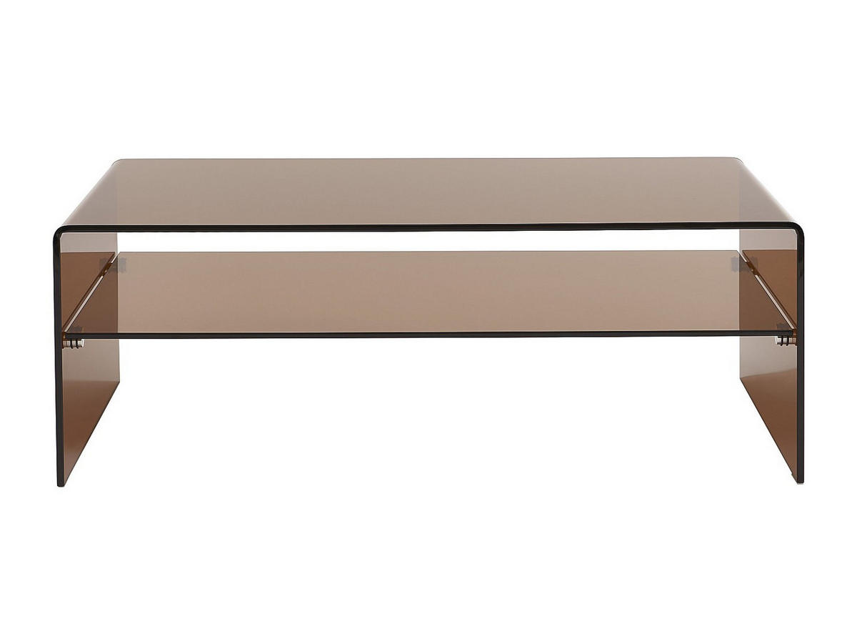 COUCHTISCH doppelt - Sicherheitsglas - Braun - STILEOS - Braun, Glas (120/60/43cm) - Vente-Unique