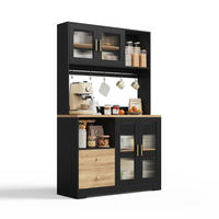 BUFFET 178 cm MDF Schwarz Holzoptik mit RGB-LED und Weinregal - Schwarz, Holzwerkstoff (40/178/110cm) - Korfee