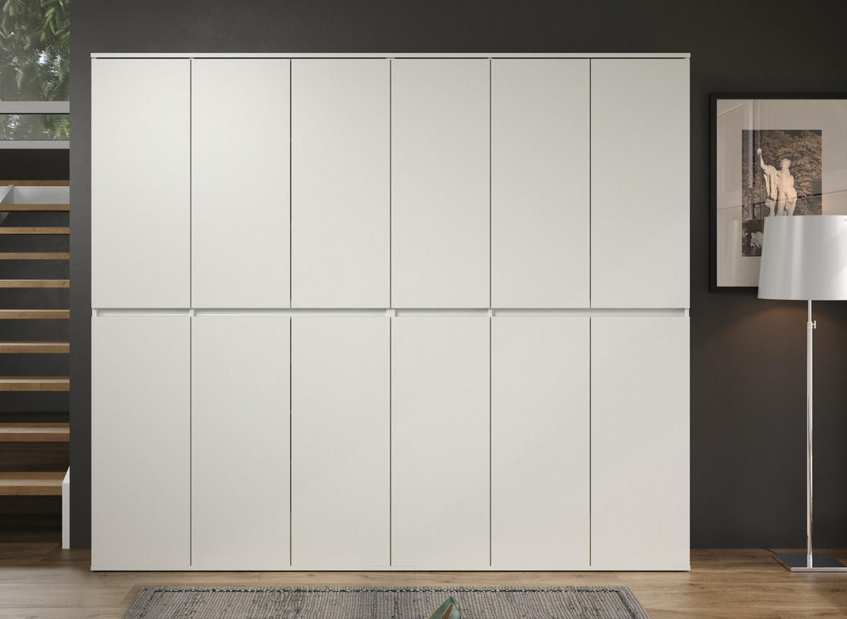 GARDEROBENSCHRANK weiß 222 x 191 cm, Schuhschrank 12-türig - Schwarz/Weiß, Holzwerkstoff/Kunststoff (222/191/34cm) - Top.Furn