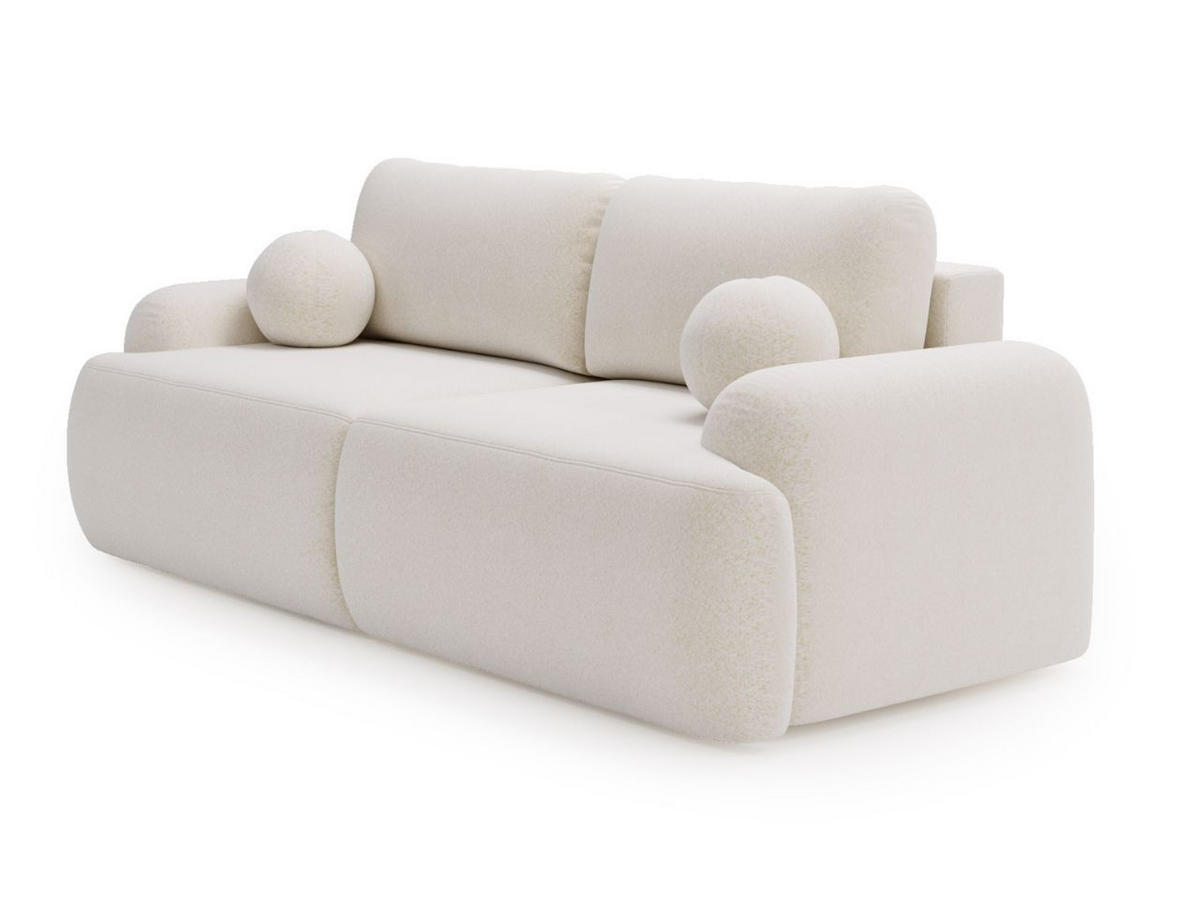 SOFA 260/106/81 Aurio Bouclé-Stoff Creme - Creme, Kunststoff/Textil (260/81/106cm) - Graingold