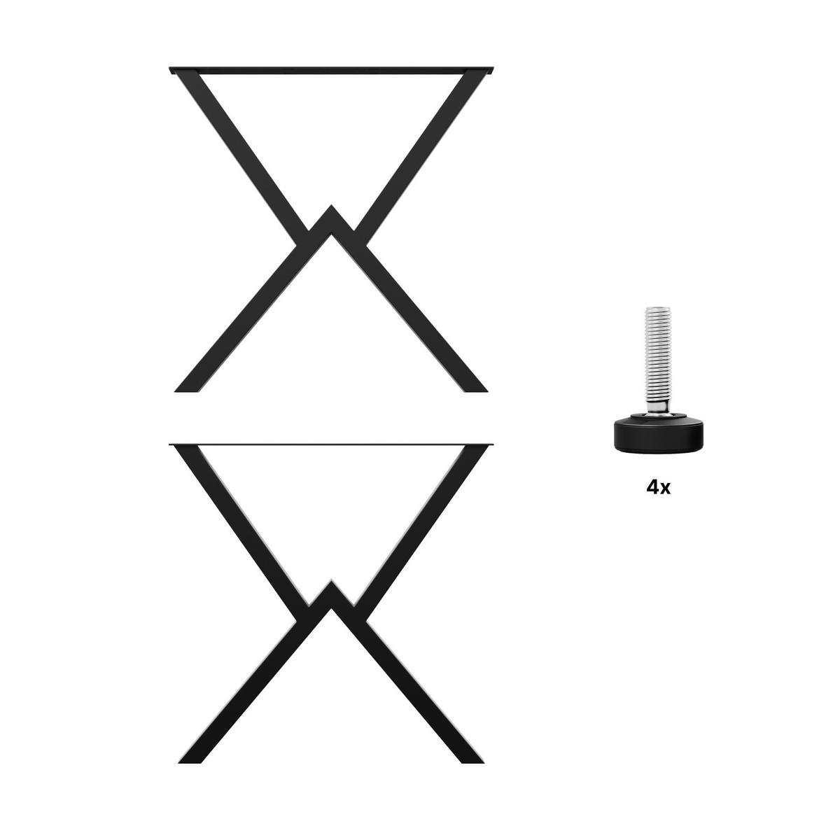 TISCHBEINE Breda 2er-Set Schwarz 72cm - Schwarz, Metall (10/72/72cm) - Metalo Pro