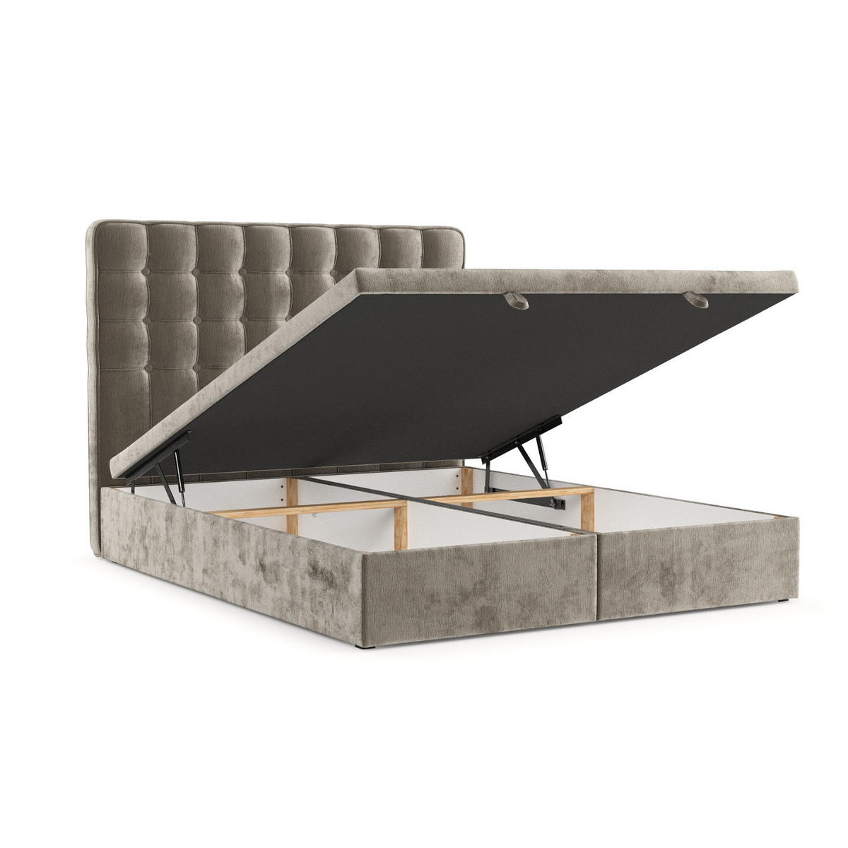 POLSTERBETT Celestia mit Stauraum 140/200 cm Beige im Lotta Stoff - Beige/Schwarz, Holz/Holzwerkstoff (140/200cm) - AltaBeds