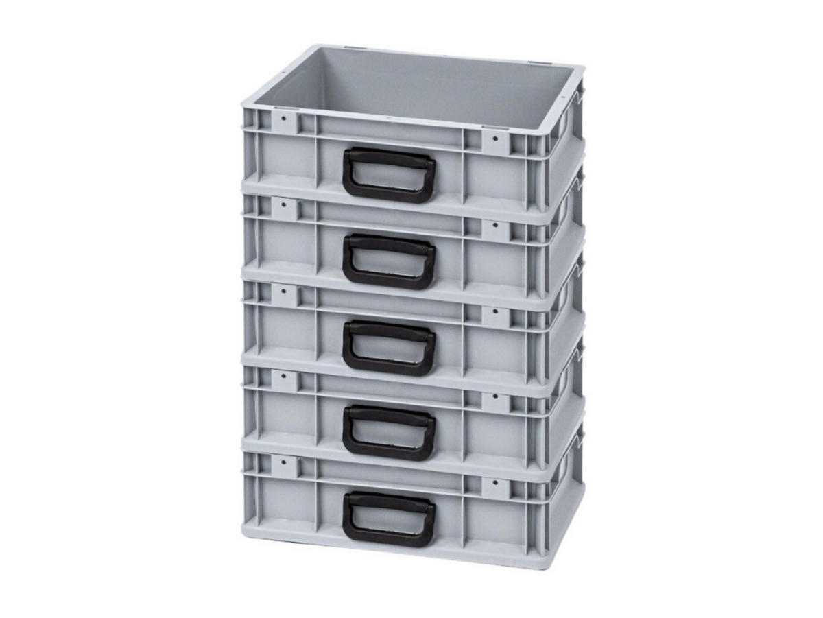 EUROBOX 5x Nextgen Portable Uno 12x30x40cm 11 Liter - Grau, Kunststoff (30/13.5/40cm) - PROREGAL
