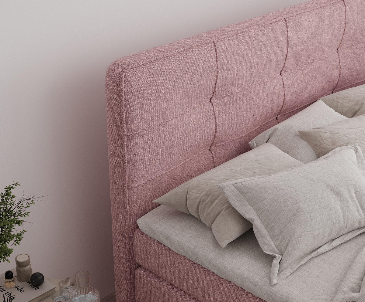 BOXSPRINGBETT Semplice Rosa 140/200 cm - Schwarz/Rosa, Holz/Holzwerkstoff (140/200cm) - Maison de Reve