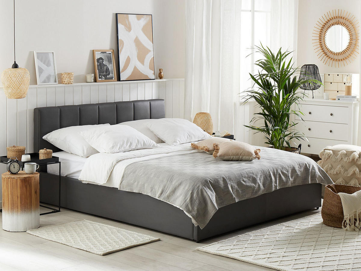 BETT 140/200 cm Dunkelgrau Dreux - Dunkelgrau, Textil (140/200cm) - Beliani