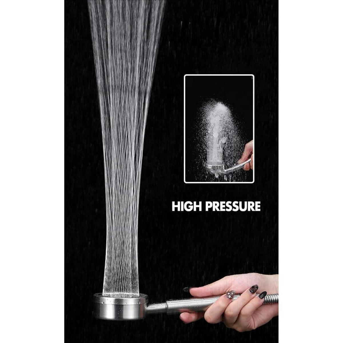 HANDBRAUSE Edelstahl Wassersparend mit 310 Düsen - Silberfarben, Metall (8/12.7/22cm)