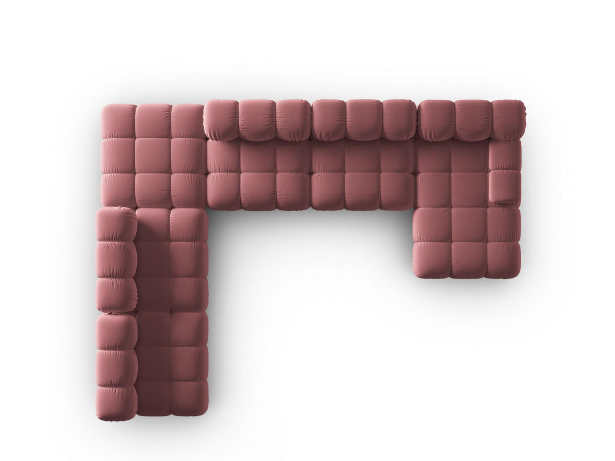 MODULARES-PANORAMASOFA links Bellis aus Samt rosa 7 Sitzplätze - Pink, Textil (282/63/379cm) - Micadoni