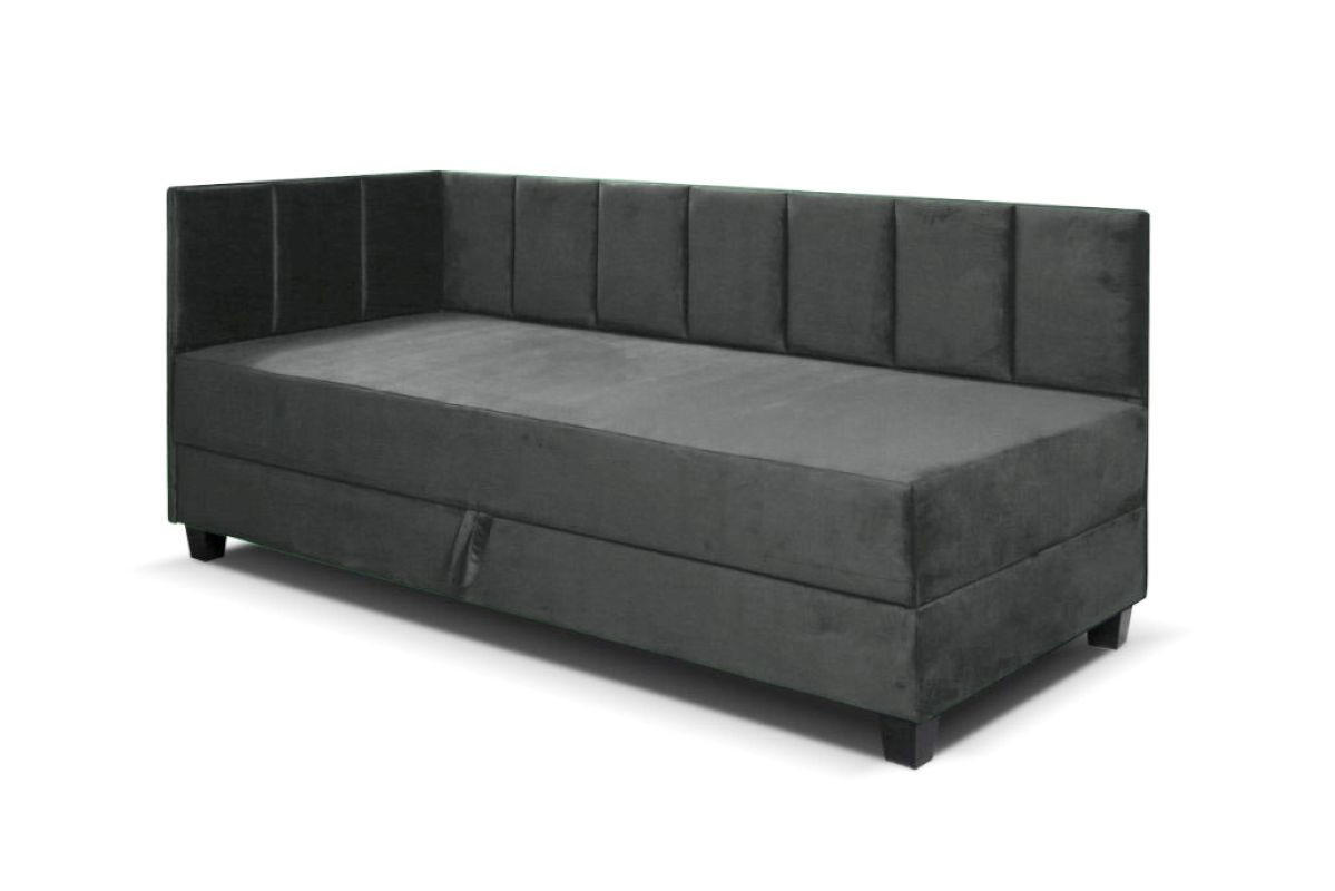 BOXBETT Kinderbett Eryk 90x200 cm mit Matratze und Bettkasten, links, grau - Grau, Kunststoff (90/200cm) - Margaret Hadas24
