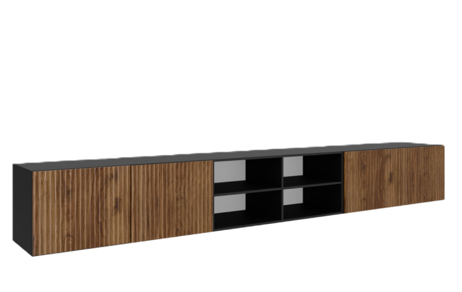 TV-SCHRANK Schwarz Noeli Offene Mit Regalen Gerillt - Braun, Holzwerkstoff (300/41/40cm) - Sepro Meble
