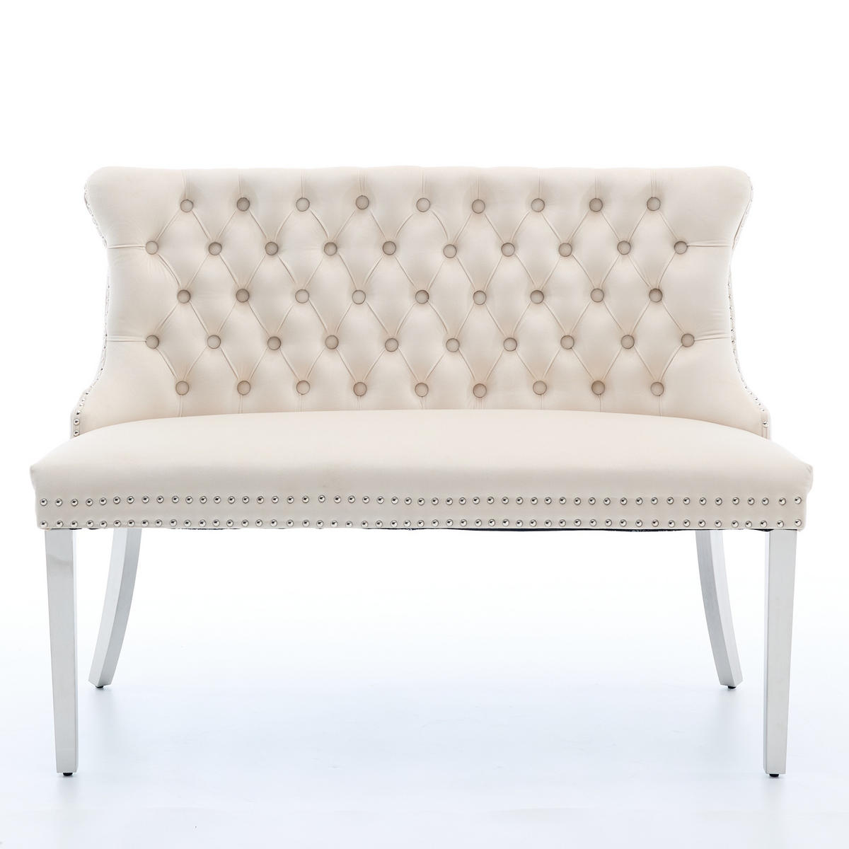 SITZBANK DE-36330 2-Sitzer mit silbernen Beinen Beige - Beige, Metall (116/89.5/58cm) - ComfortXL