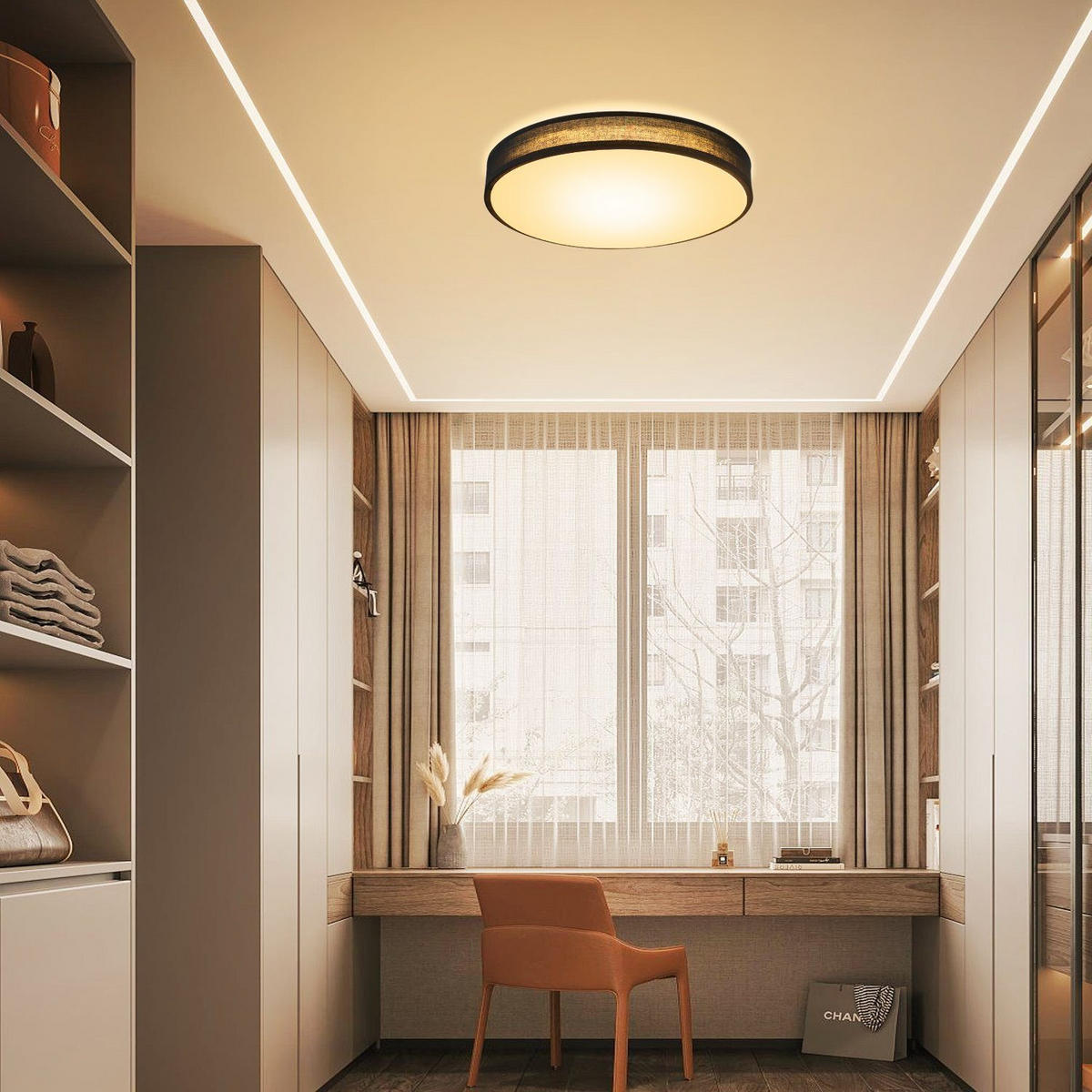 LED-DECKENLEUCHTE Alvira 30/30/6 cm - Schwarz, Textil (30/30/6cm) - Nettlife