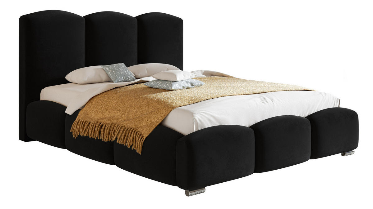 POLSTERBETT 140x200 cm Roma, Bettkasten, Lattenrost, Schwarz - Schwarz, Holz/Textil (140/200cm) - Emporius