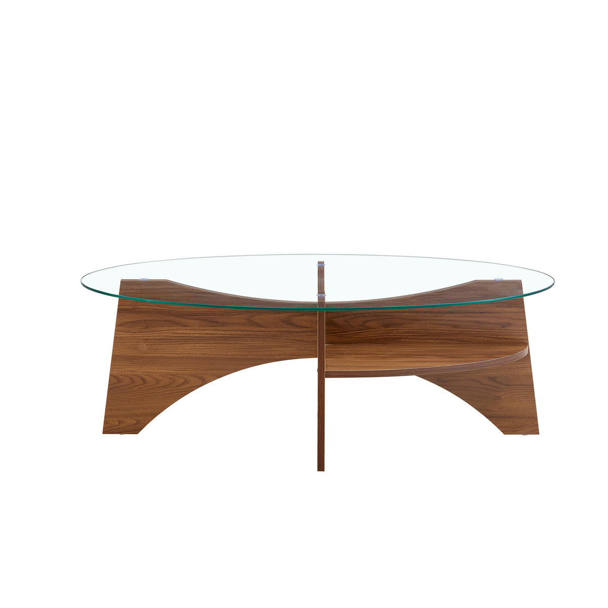 COUCHTISCH 104,9/60/45 cm mit Ablage aus Sicherheitsglas und MDF, Transparent/Walnussfarben - Nussbaumfarben, Holzwerkstoff (104.9/60/45cm) - Redom