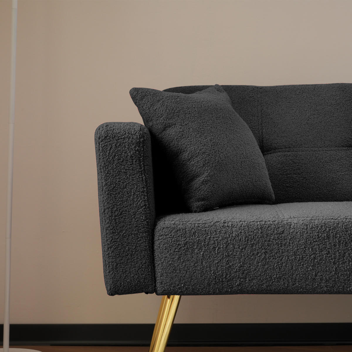 SCHLAFSOFAS mit verstellbarer Rückenlehne und Goldenen Beinen - Grau, Holzwerkstoff/Textil (175/72/64cm) - Urban Meuble