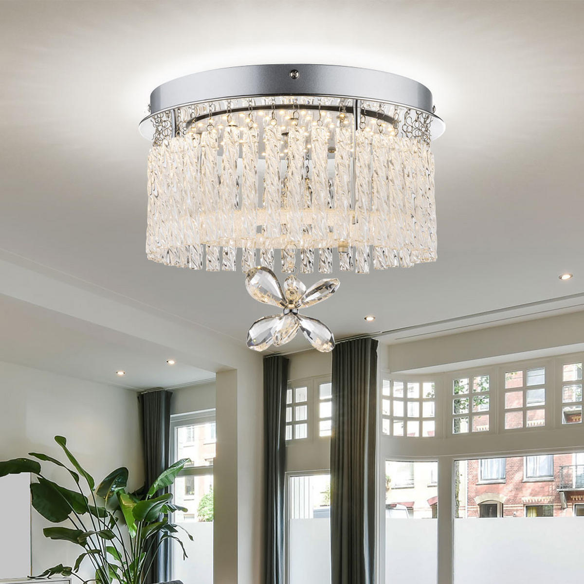 LED DECKENLEUCHTE MATHILDA Klar Kristalloptik - Klar, Glas (28/28/22cm) - Globo Lighting