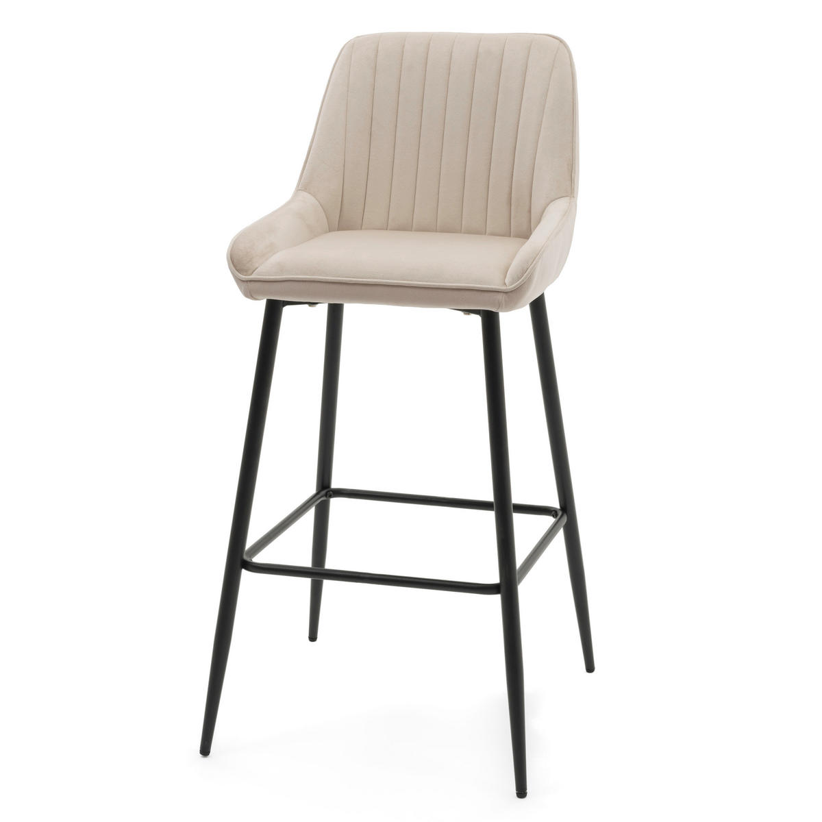 BARHOCKER PASSO gepolstert mit Steppung - beige - Samt Velours - Beige/Creme, Metall (50/95/55cm) - NEW HOME