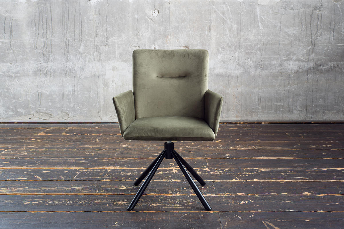 ESSZIMMERSTUHL KYRA Dunkelgrün Velvet - Dunkelgrün/Schwarz, Kunststoff/Textil (64/88/61cm) - KAWOLA
