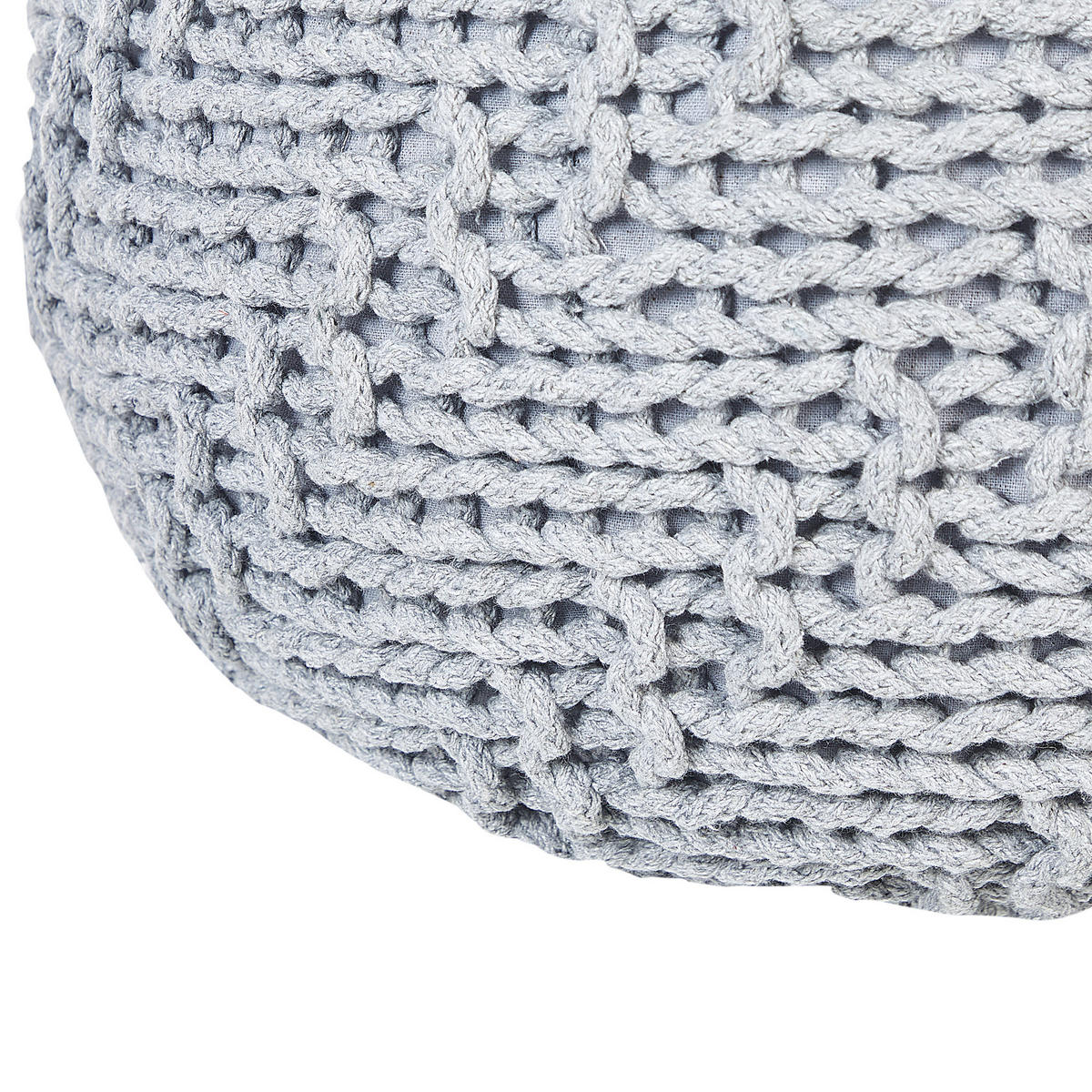 POUF Priene 50/50/35 cm - Grau, Naturmaterialien/Textil (50/35/50cm) - Beliani