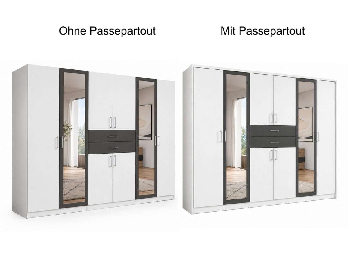 PASSEPARTOUTRAHMEN zum Kleiderschrank 22594&22595, B273/H211/T58 cm, Abschlussrahmen in Weiß / 22594-01 - Weiß, Holzwerkstoff (273/211/12cm) - luma-home