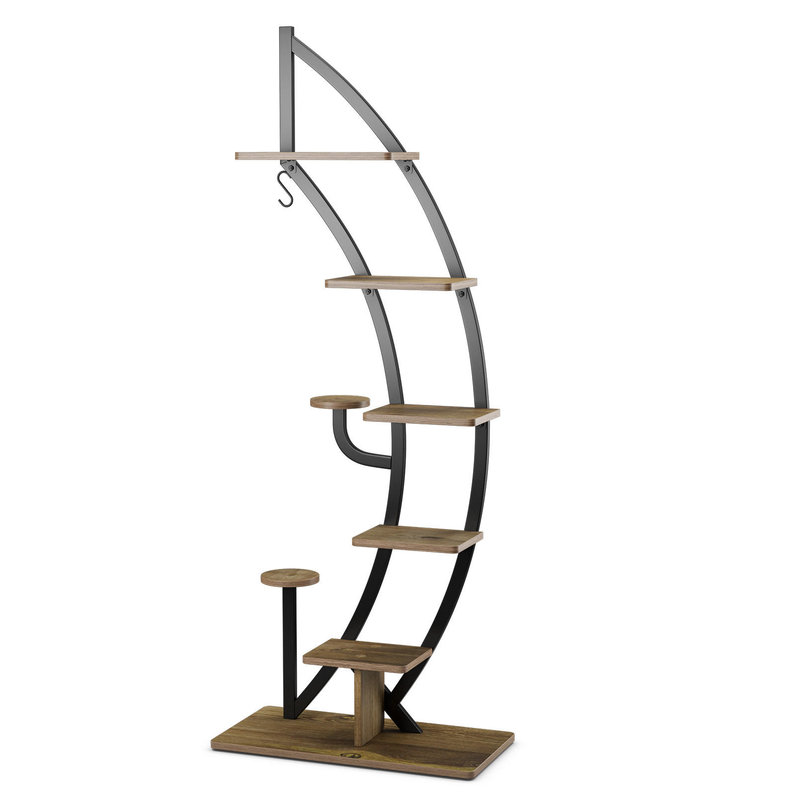 STOJAN NA RASTLINY 6-stupňový, hnedý - hnedá, drevo (60/155/30cm) - COSTWAY