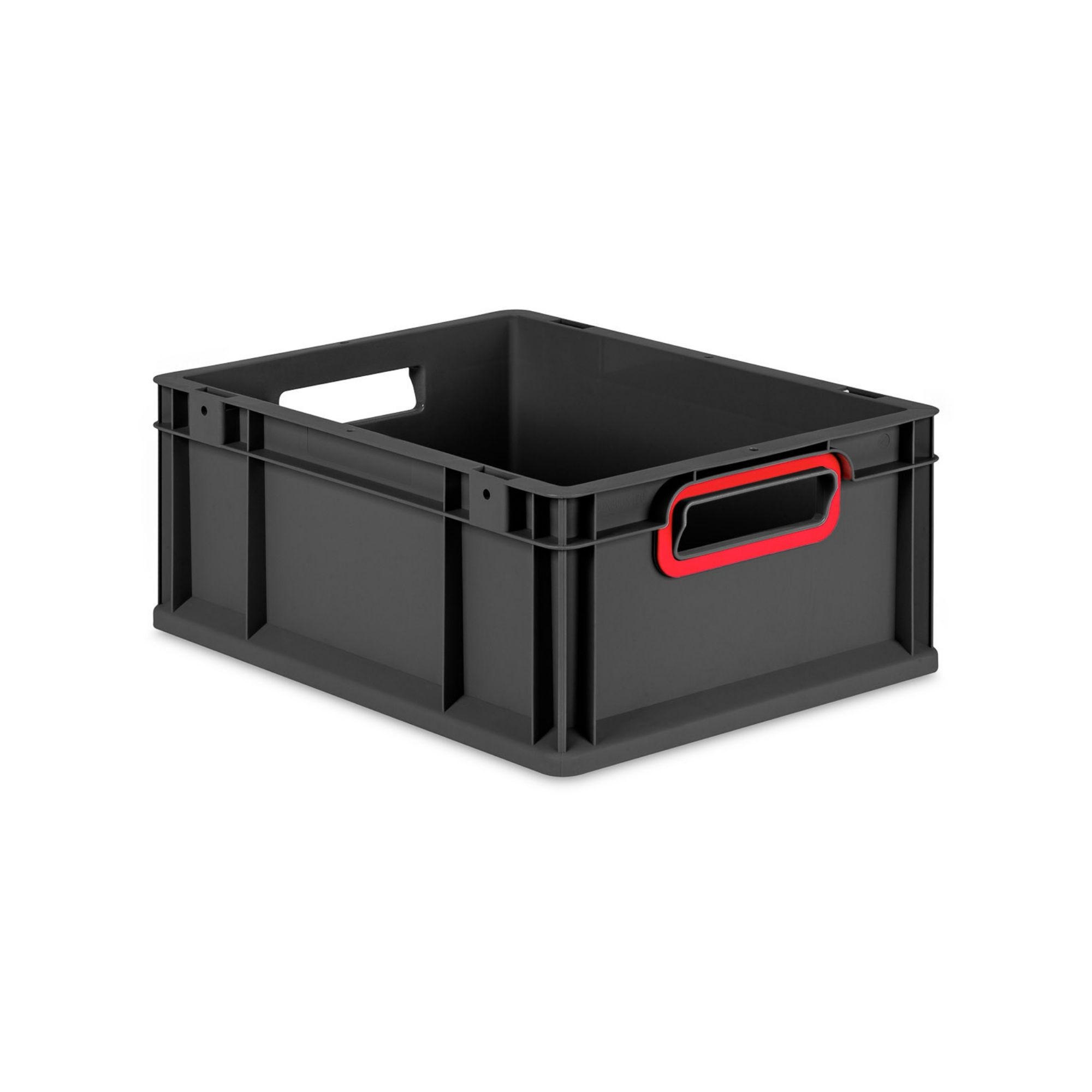 EUROBOX NextGen Color 17x30x40 cm 16 Liter Griffe rot offen, Schwarz - Rot/Schwarz, Kunststoff (30/17/40cm) - PROREGAL