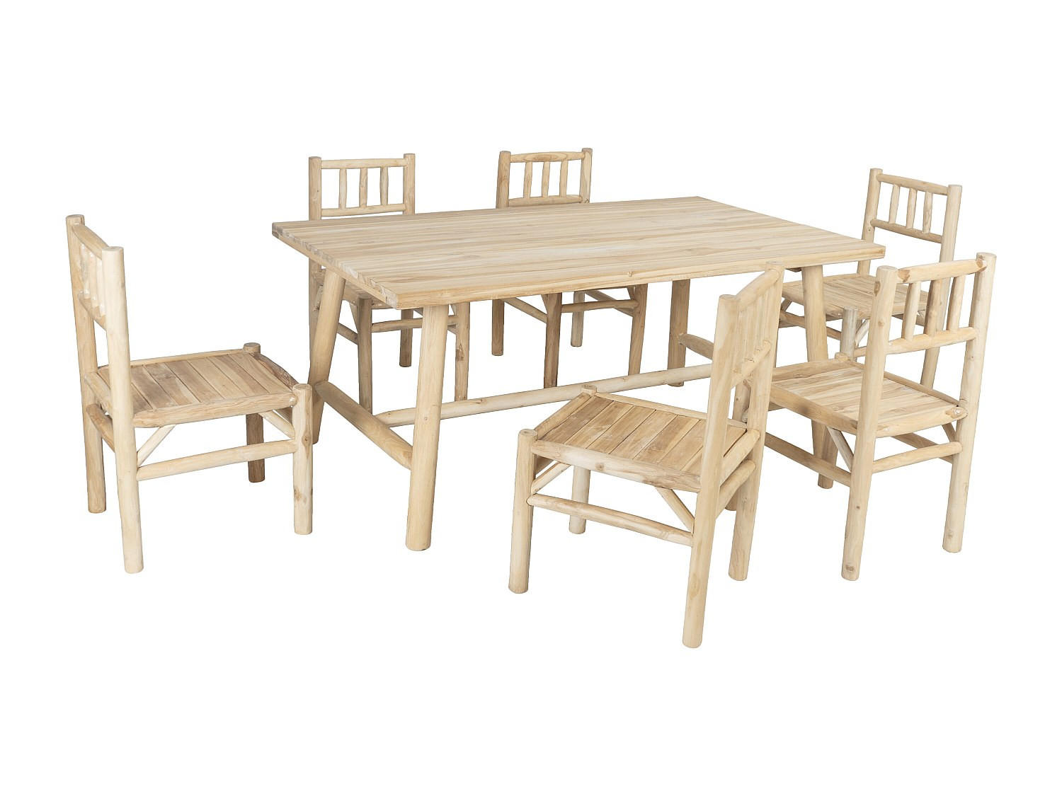 GARTENESSGRUPPE im Set - 6 Personen - Holz, Platte - Naturfarben Hell - - Naturfarben, Holz - Vente-Unique